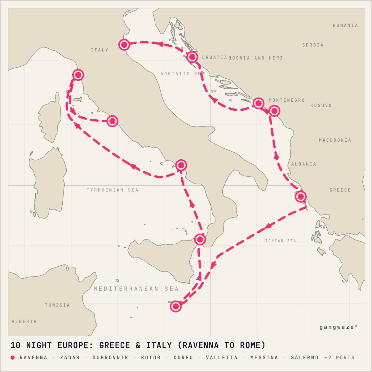 Norwegian Dawn itinerary map for May 31, 2028 (10 nights)