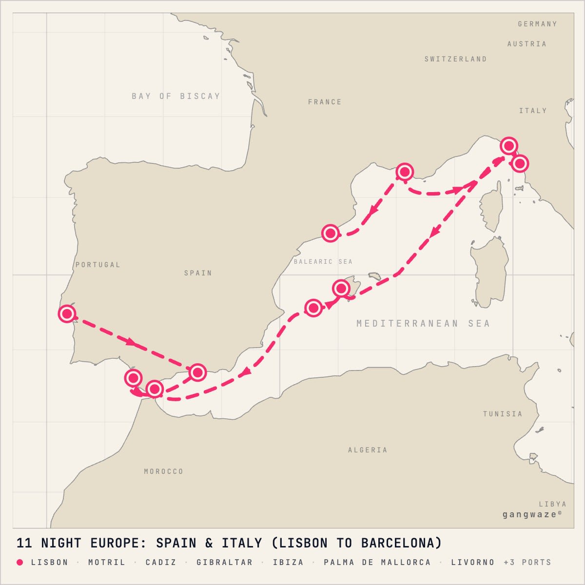 Norwegian Dawn itinerary map for July 1, 2028 (11 nights)