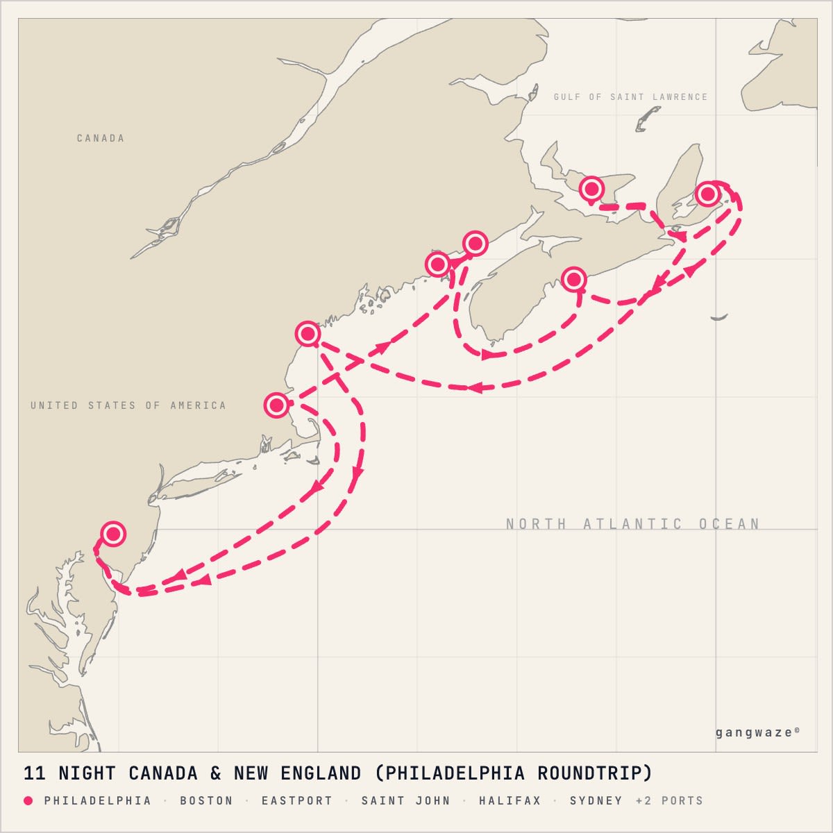 Norwegian Dawn itinerary map for October 17, 2028 (11 nights)