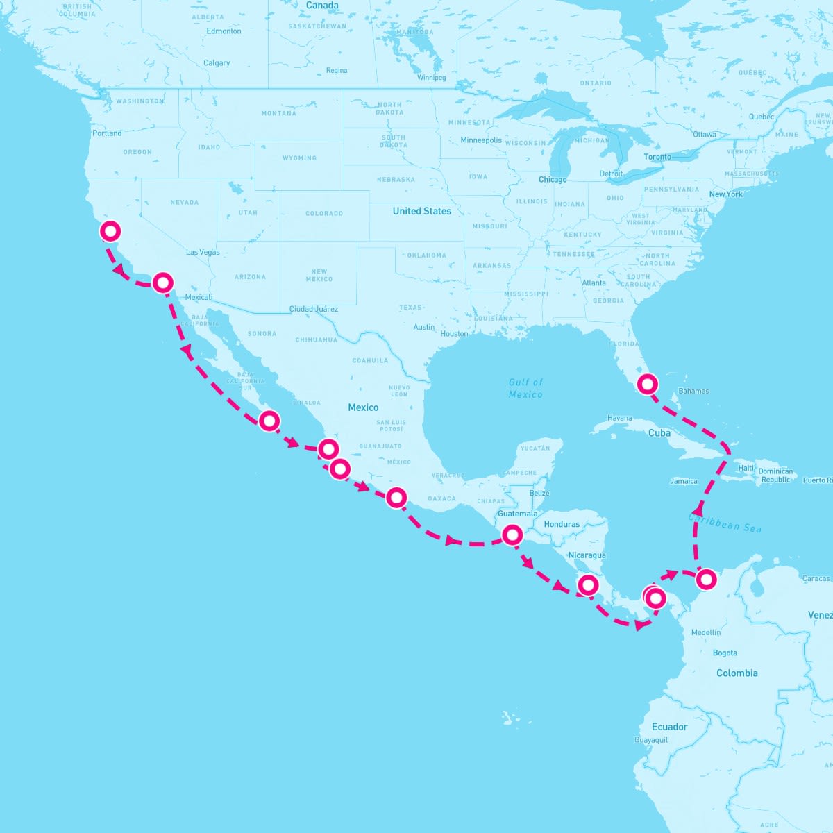 Norwegian Encore itinerary map for October 21, 2025