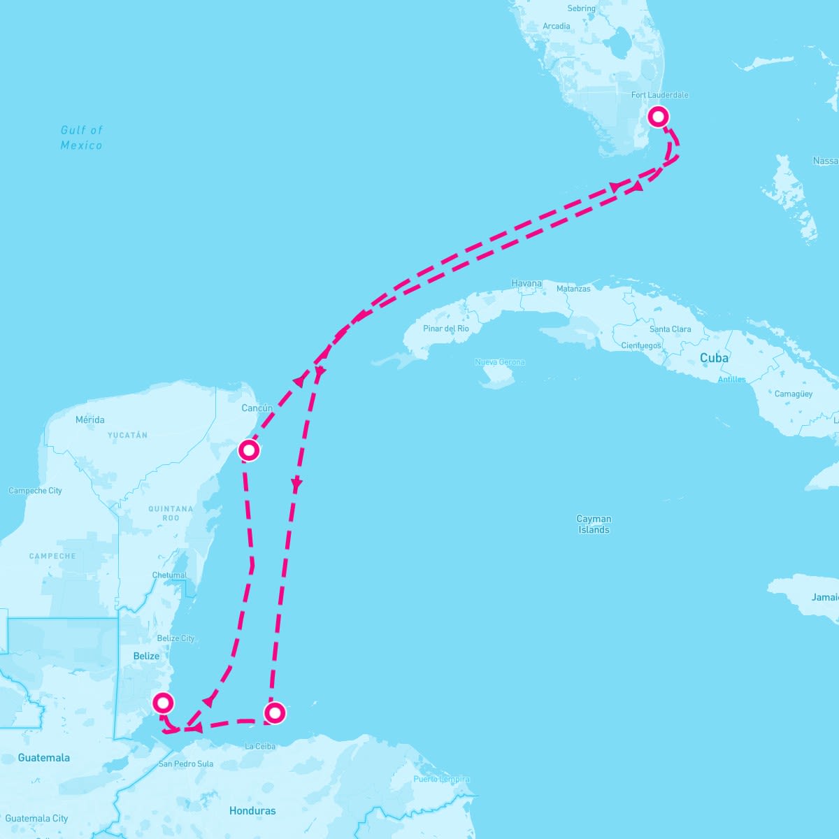 Norwegian Encore itinerary map for December 27, 2025
