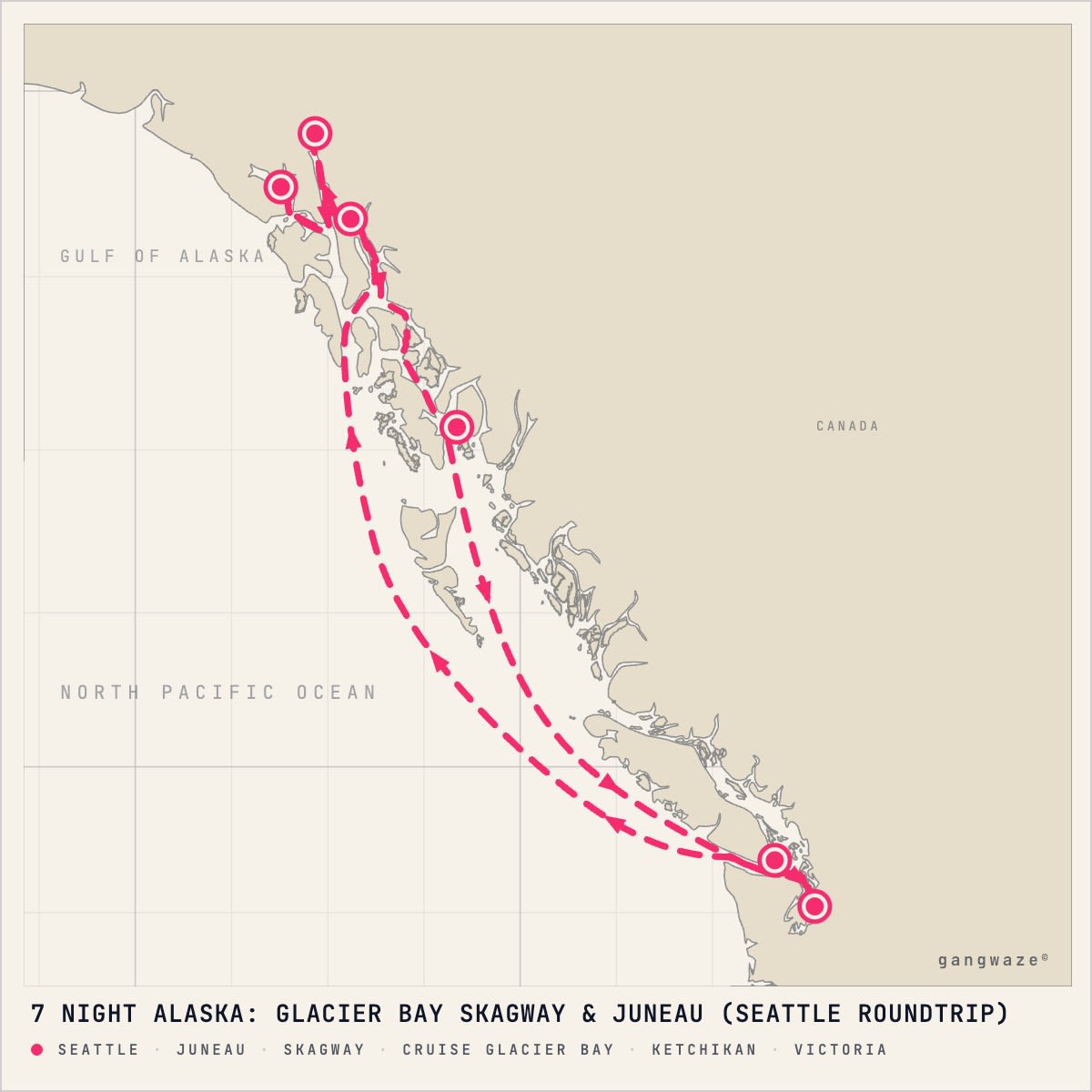 Norwegian Encore itinerary map for April 23, 2028 (7 nights)