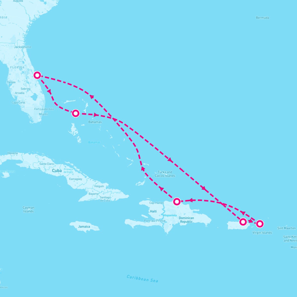 Norwegian Epic itinerary map for January 14, 2024 (7 nights)