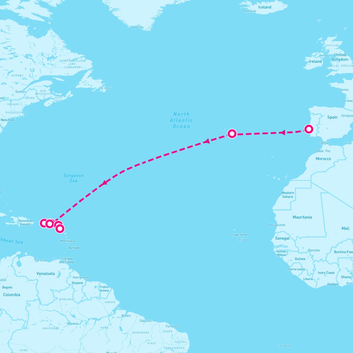 Norwegian Epic itinerary map for December 2, 2025 (12 nights)