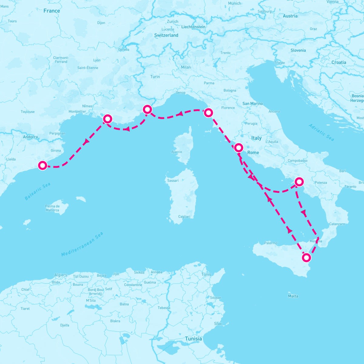Norwegian Epic itinerary map for June 6, 2027