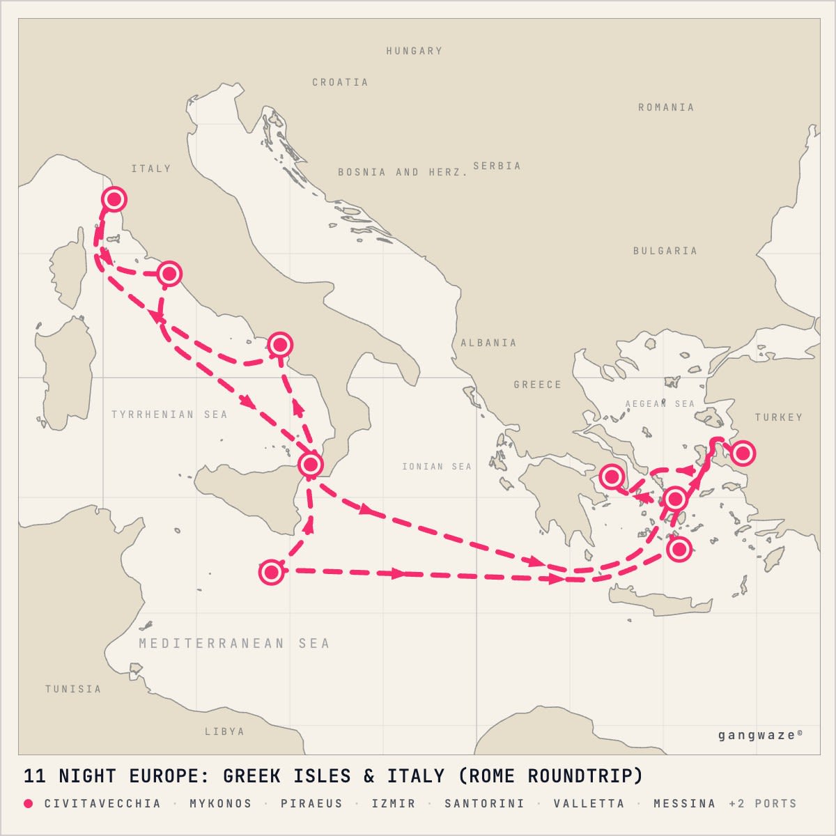 Norwegian Epic itinerary map for May 13, 2028 (11 nights)