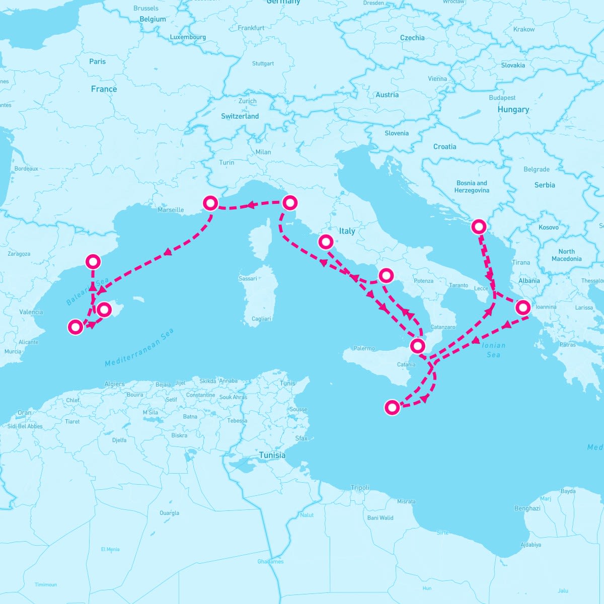 Norwegian Escape itinerary map for April 24, 2024 (11 nights)