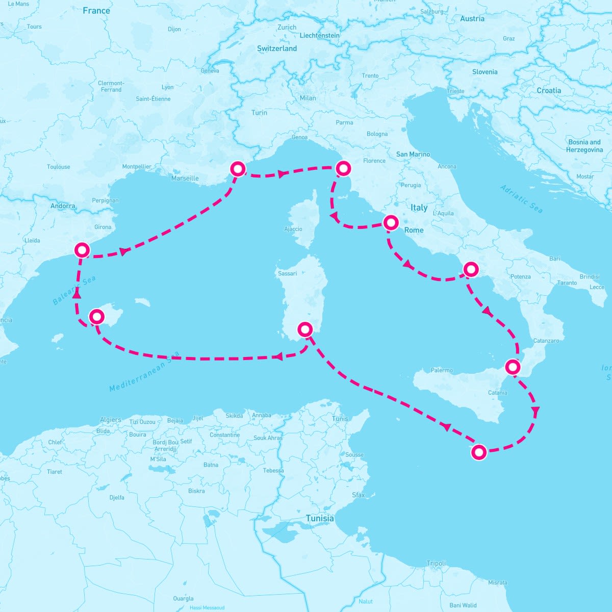 Norwegian Escape itinerary map for June 4, 2024 (10 nights)