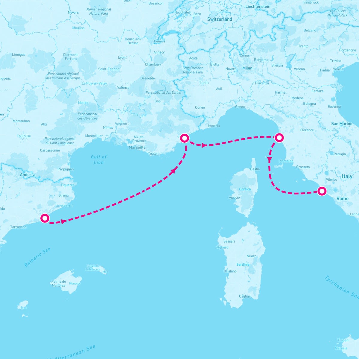 Norwegian Escape itinerary map for July 14, 2024 (4 nights)