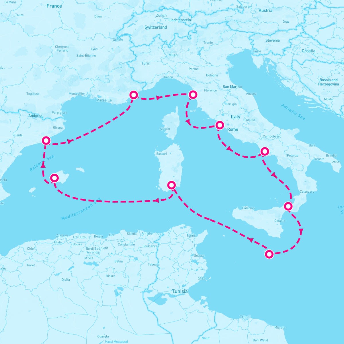 Norwegian Escape itinerary map for October 20, 2024 (9 nights)