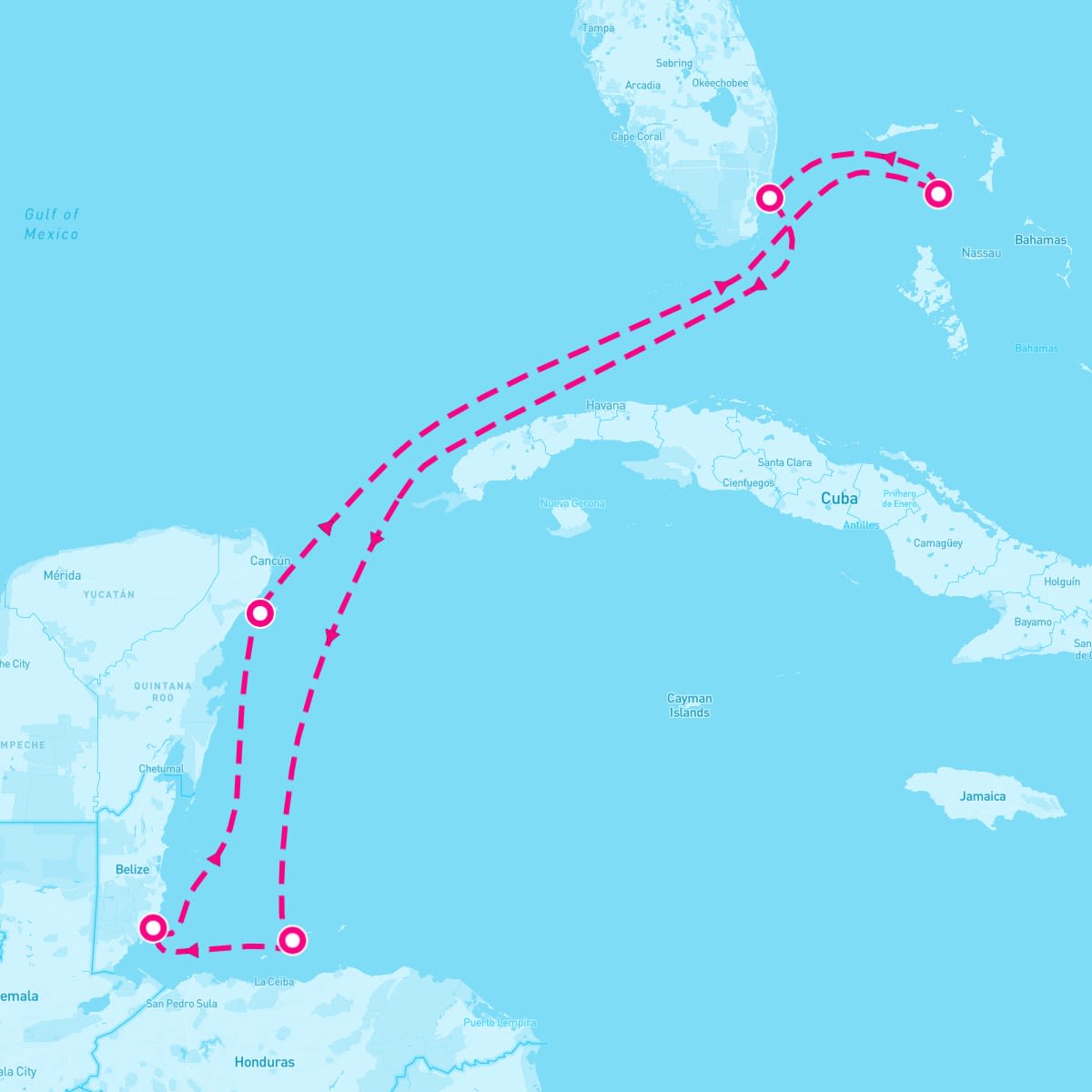 Norwegian Escape itinerary map for August 10, 2025 (7 nights)