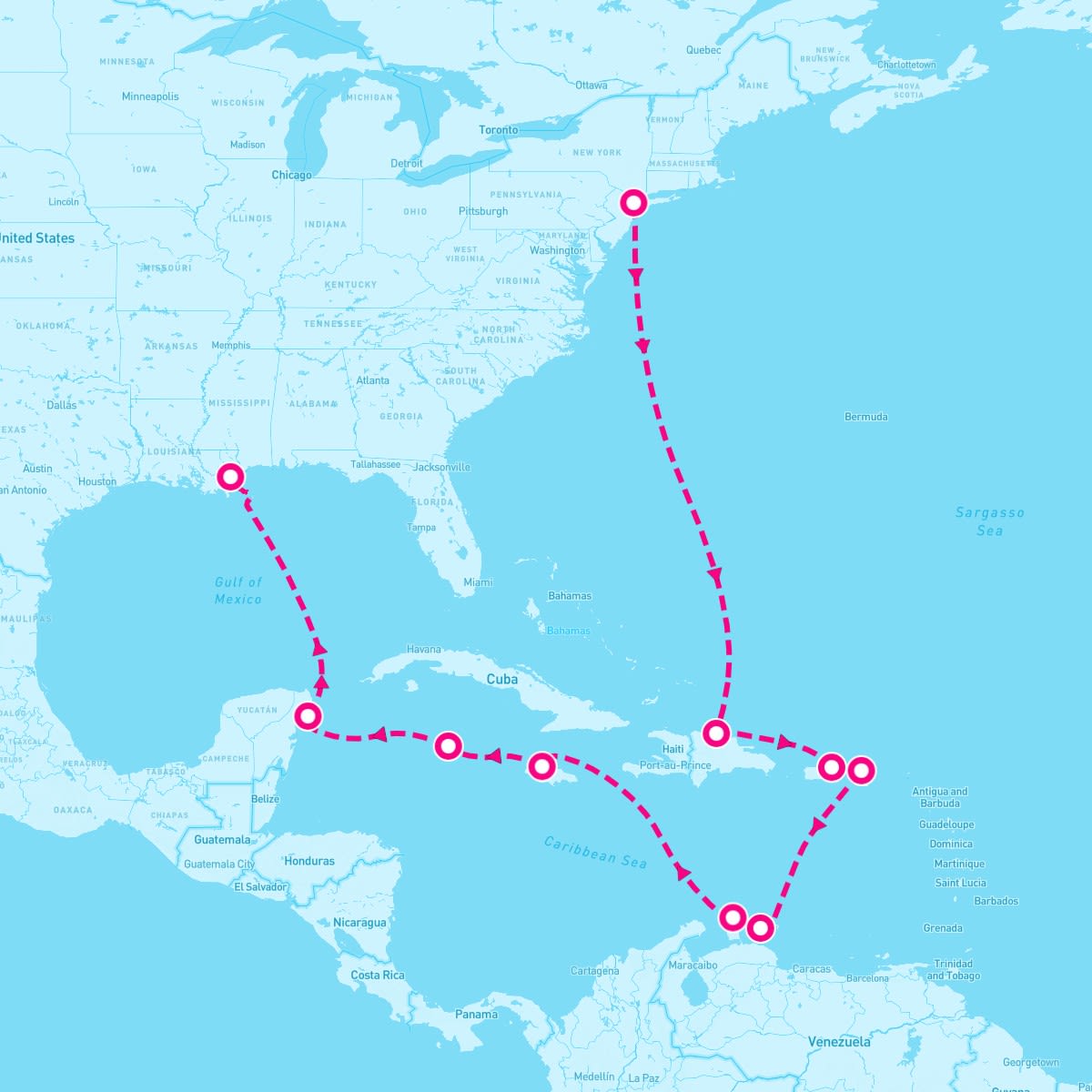 Norwegian Escape itinerary map for October 11, 2025 (14 nights)