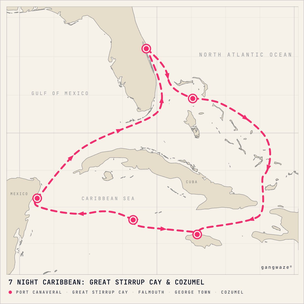 Norwegian Escape itinerary map for June 18, 2028 (7 nights)