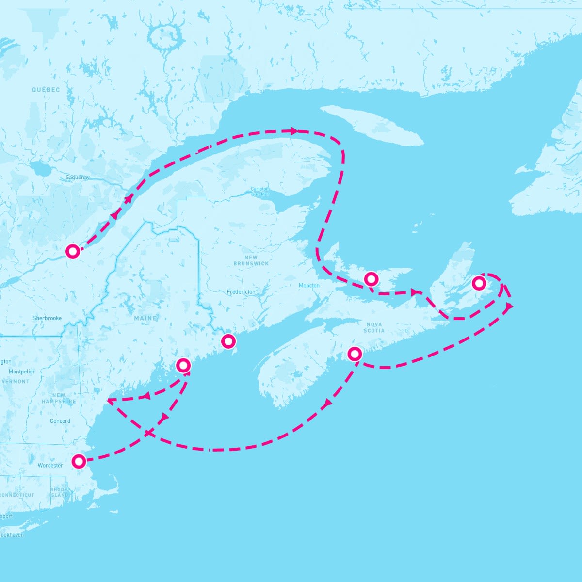 Norwegian Gem itinerary map for September 12, 2025 (7 nights)