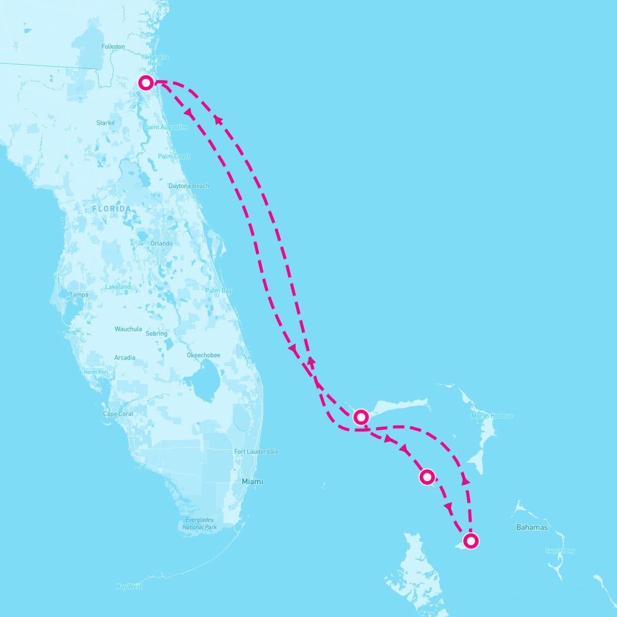 Norwegian Gem itinerary map for November 3, 2025 (5 nights)