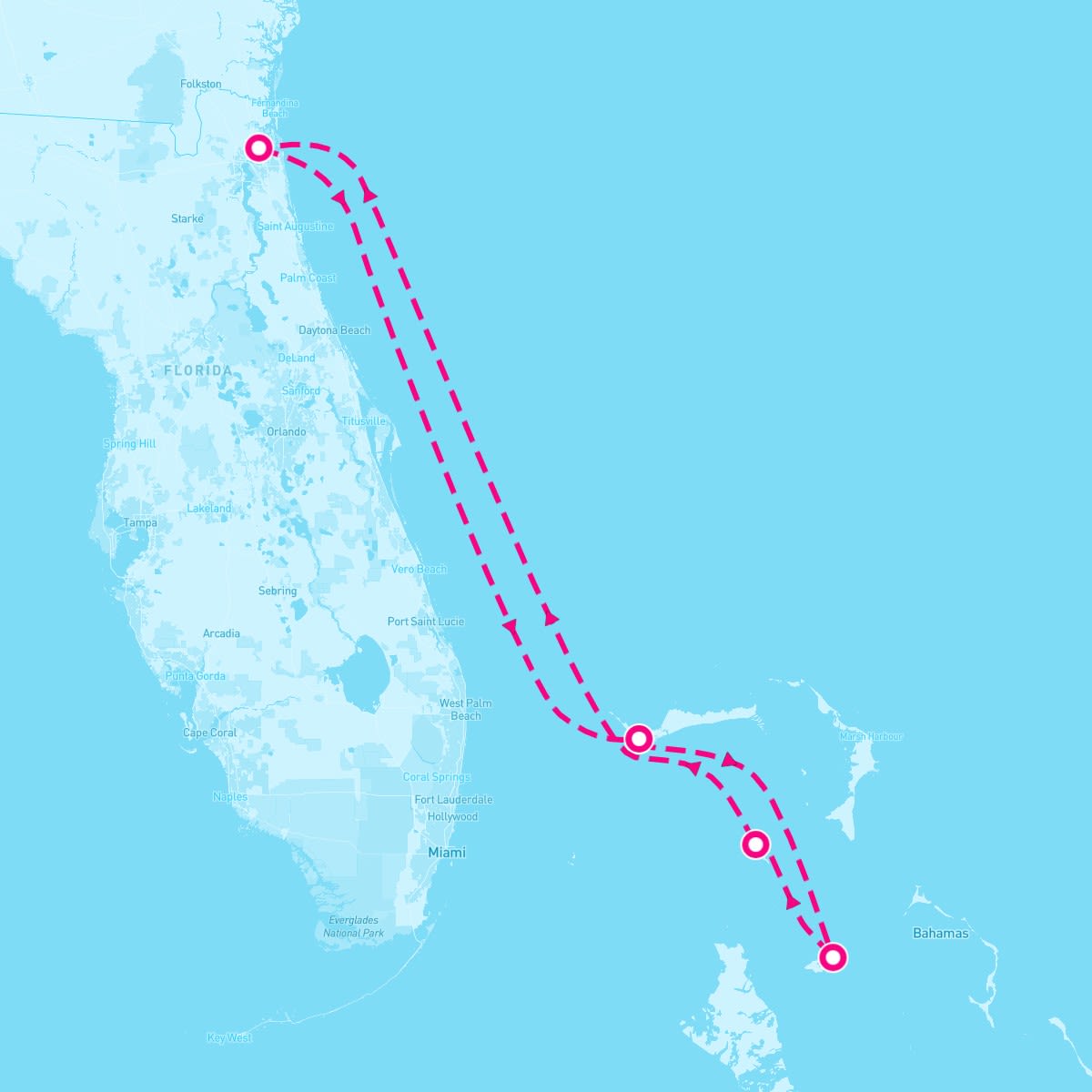 Norwegian Gem itinerary map for November 26, 2025 (5 nights)