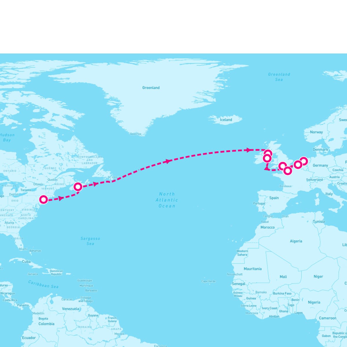 Norwegian Getaway itinerary map for April 29, 2024