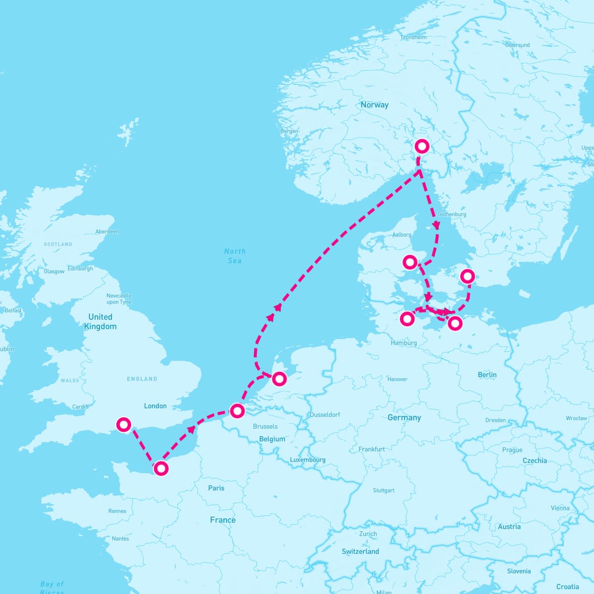 Norwegian Getaway itinerary map for May 13, 2024