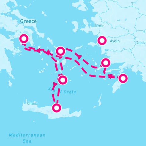 7 Night Greek Isles: Santorini Rhodes & Mykonos (Athens Roundtrip)