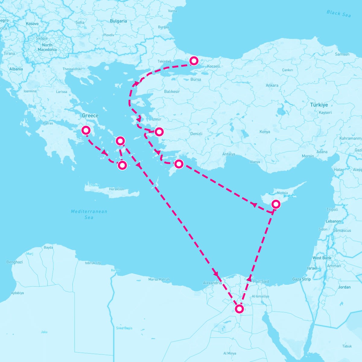 Norwegian Getaway itinerary map for October 28, 2024