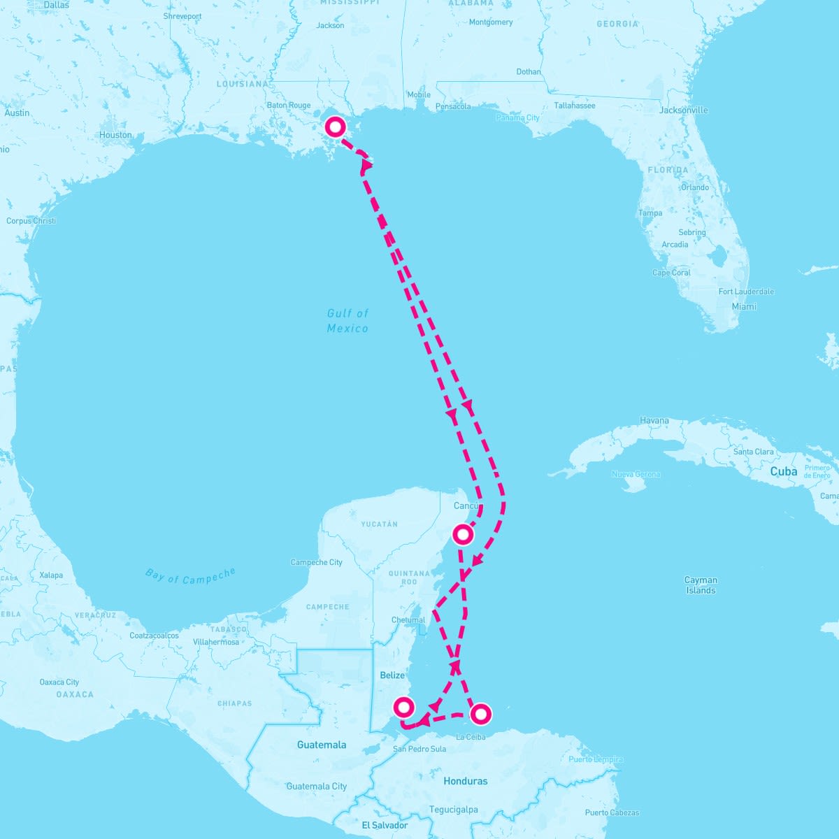 Norwegian Getaway itinerary map for December 8, 2024 (7 nights)