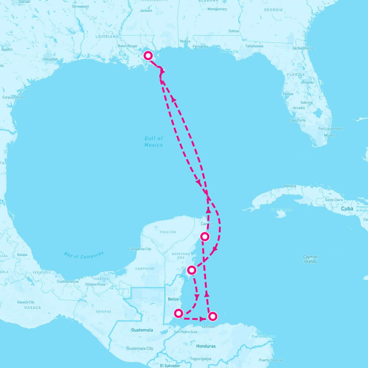 Norwegian Getaway itinerary map for March 30, 2025