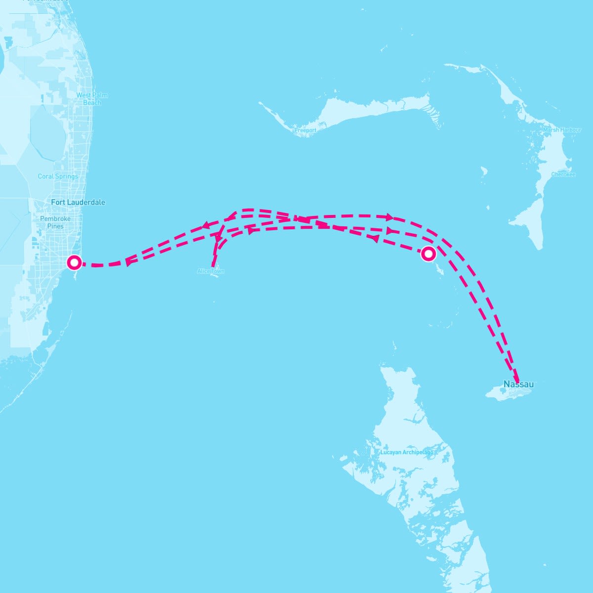 Norwegian Getaway itinerary map for October 29, 2025 (5 nights)