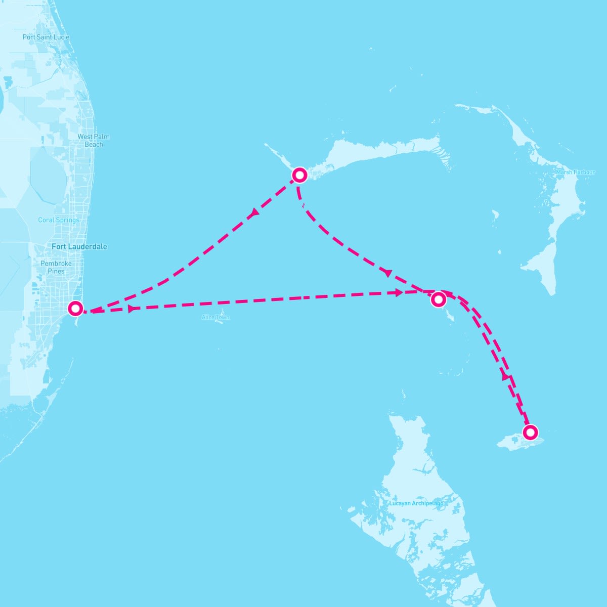 Norwegian Jade itinerary map for February 23, 2025