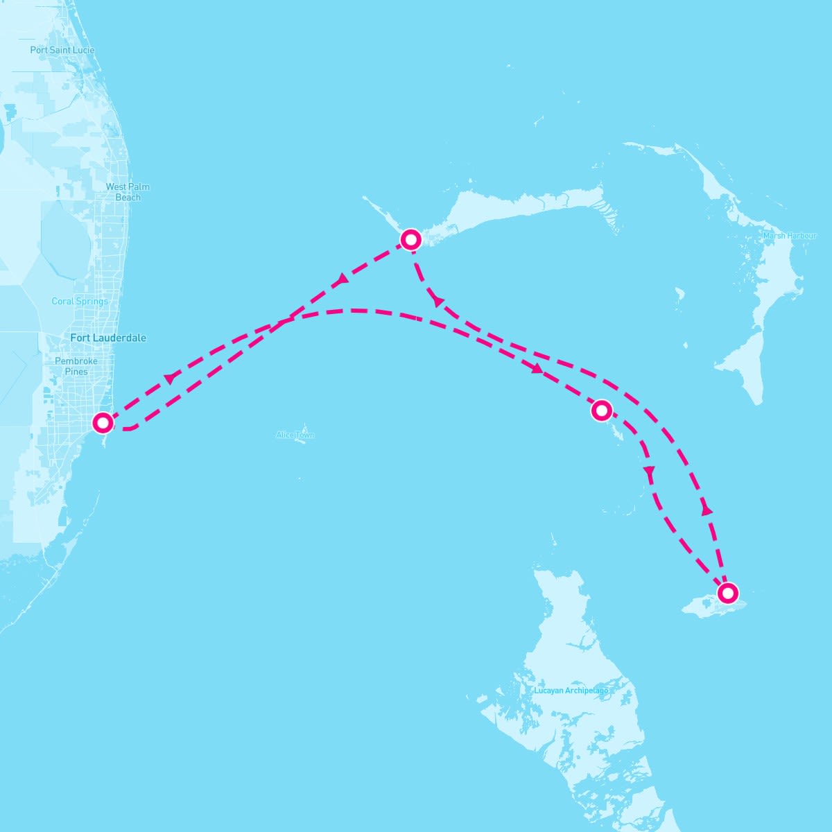 Norwegian Jade itinerary map for March 28, 2025 (4 nights)