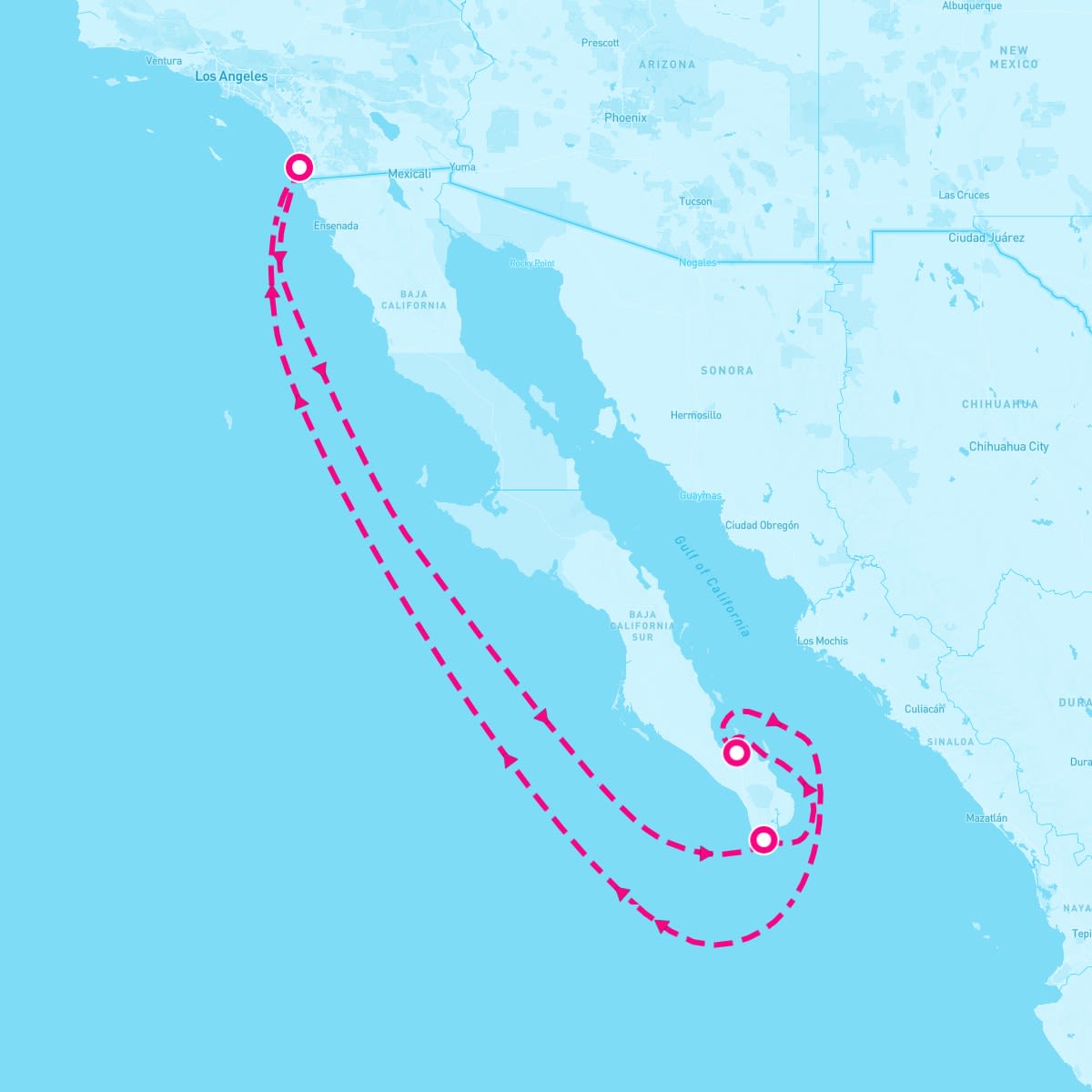 Norwegian Jade itinerary map for November 2, 2025 (6 nights)