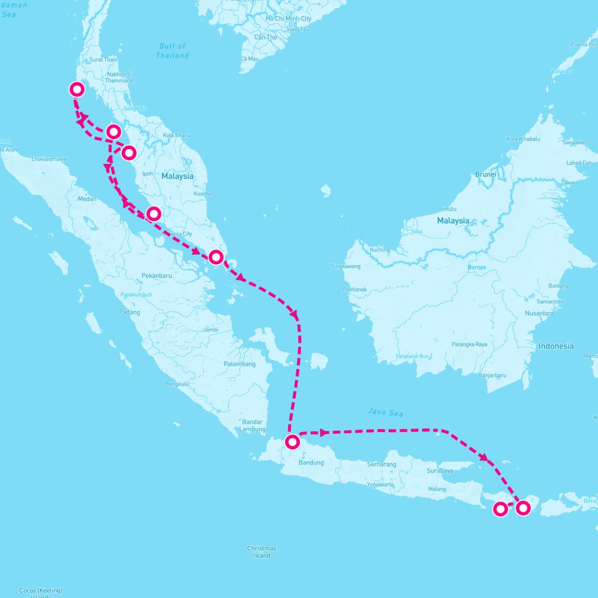 Norwegian Jewel itinerary map for January 27, 2024 (11 nights)