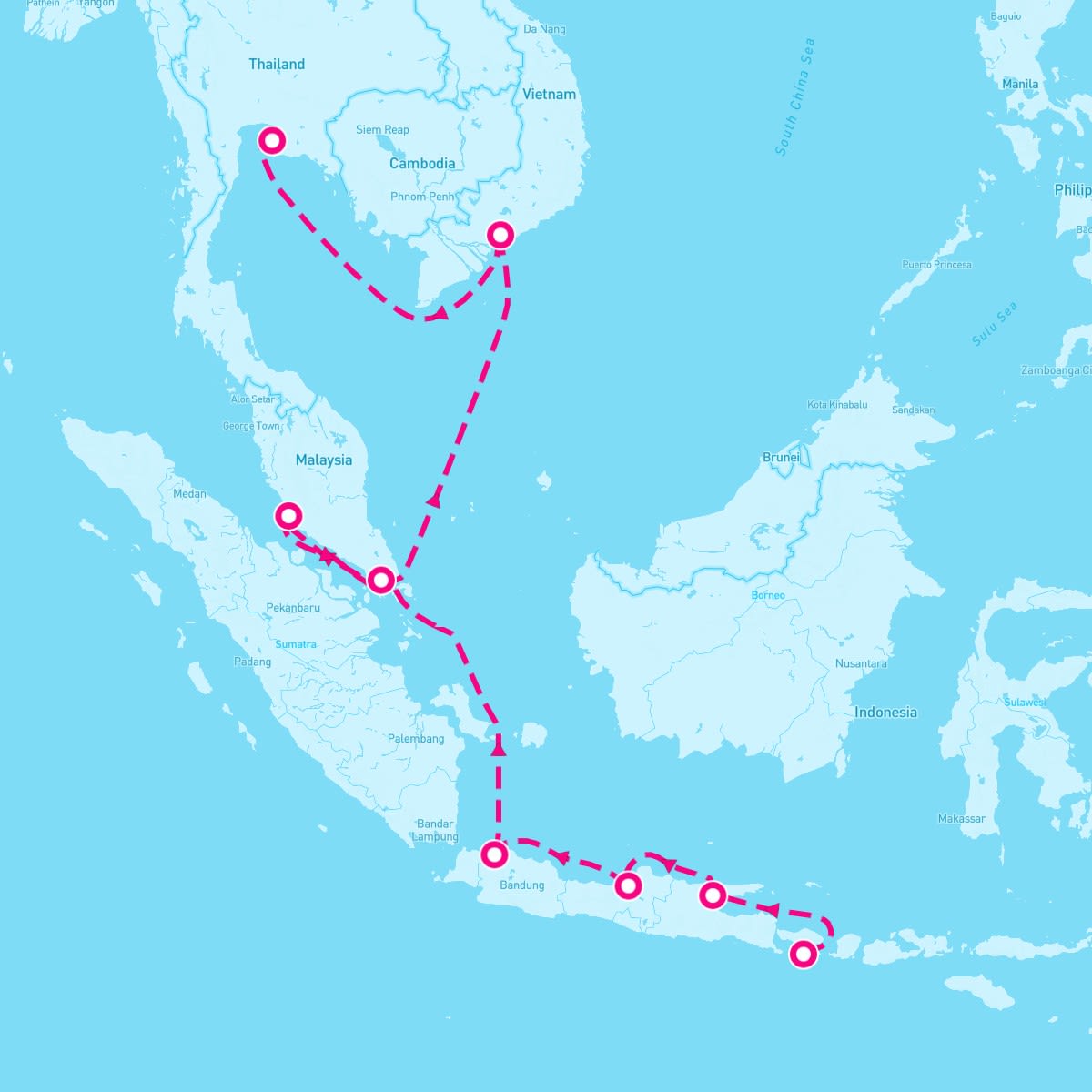 Norwegian Jewel itinerary map for February 7, 2024 (11 nights)