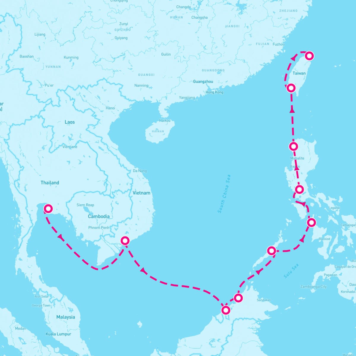 Norwegian Jewel itinerary map for February 18, 2024 (11 nights)