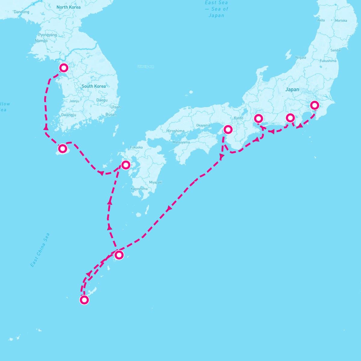 Norwegian Jewel itinerary map for March 11, 2024 (10 nights)