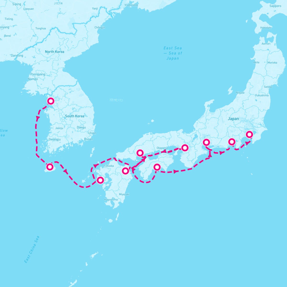 Norwegian Jewel itinerary map for March 21, 2024 (10 nights)