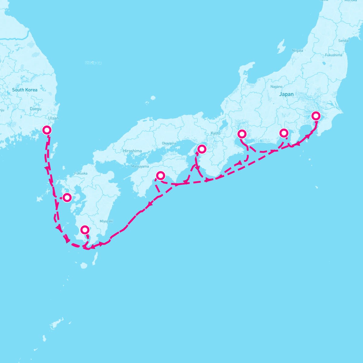 Norwegian Jewel itinerary map for March 31, 2024 (10 nights)
