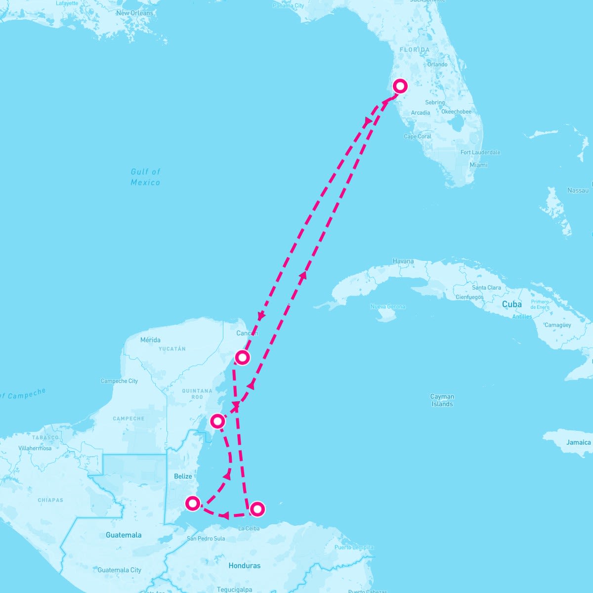 Norwegian Jewel itinerary map for November 24, 2024 (7 nights)