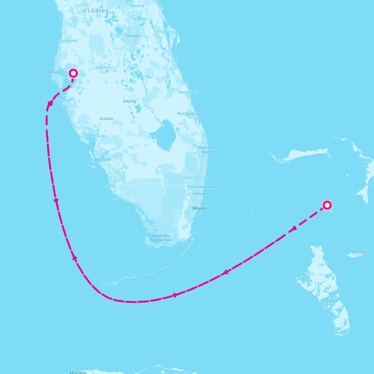 Norwegian Jewel itinerary map for January 17, 2025 (4 nights)