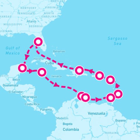 14 Night Caribbean: Curacao Aruba Barbados & Cozumel (Tampa Roundtrip)