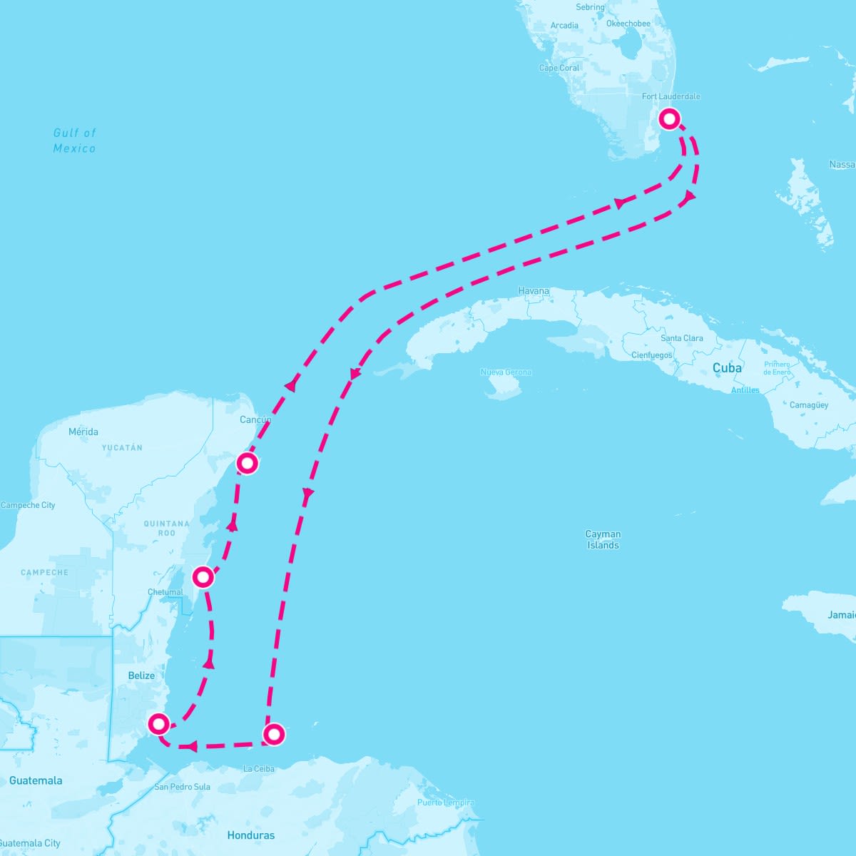 Norwegian Joy itinerary map for February 17, 2024 (7 nights)