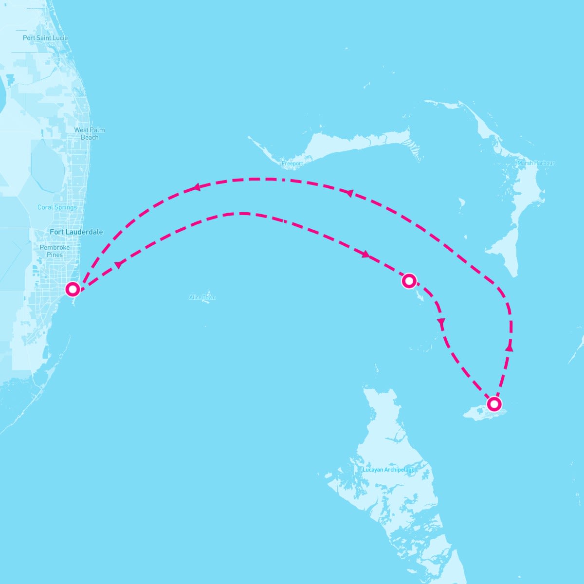 Norwegian Joy itinerary map for November 6, 2024 (3 nights)