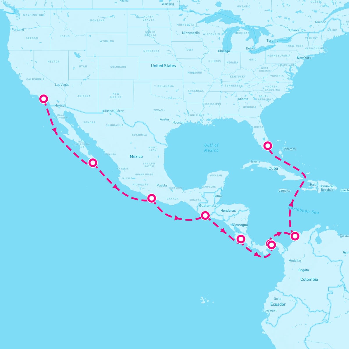 Norwegian Joy itinerary map for October 5, 2025 (15 nights)