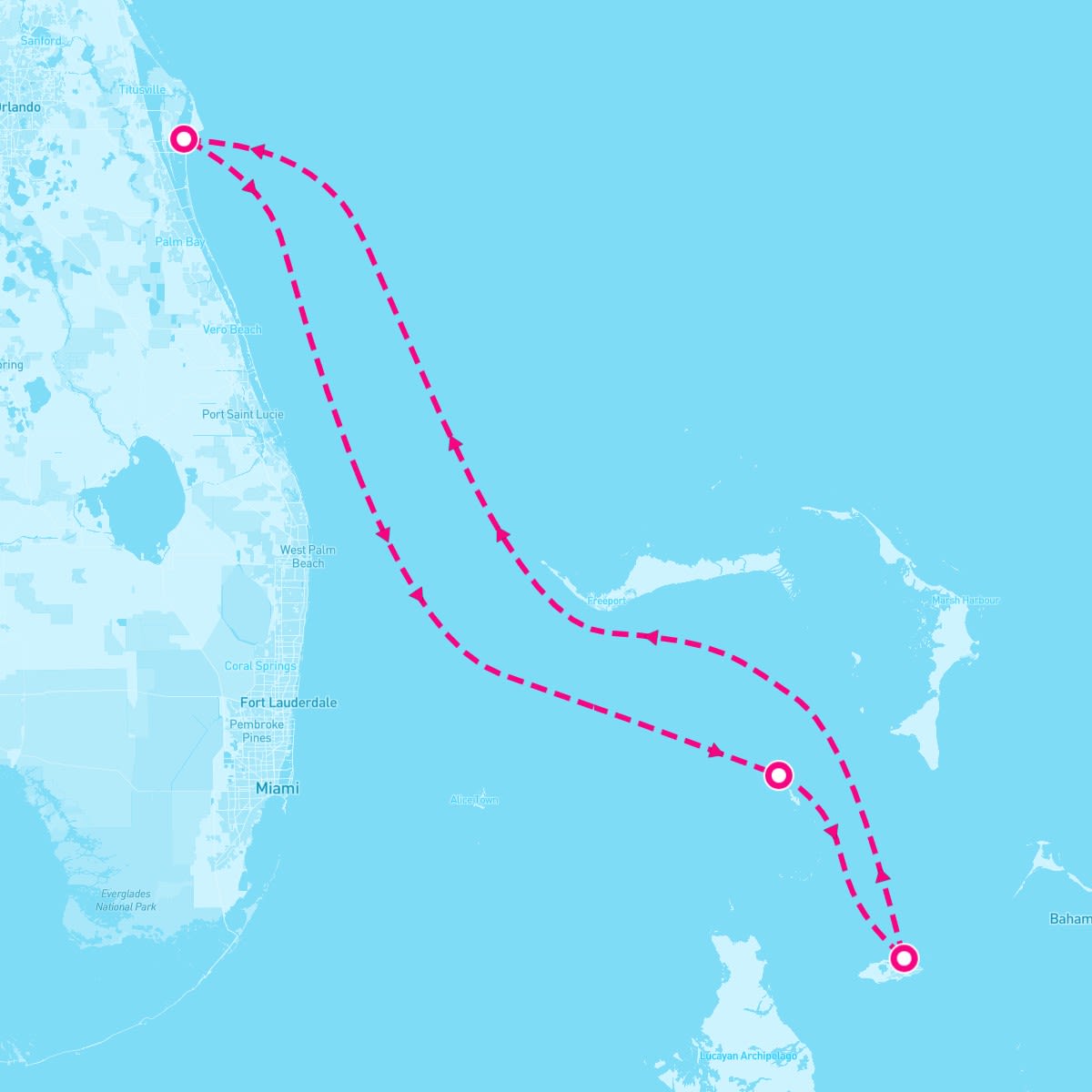 Norwegian Joy itinerary map for December 30, 2025 (4 nights)