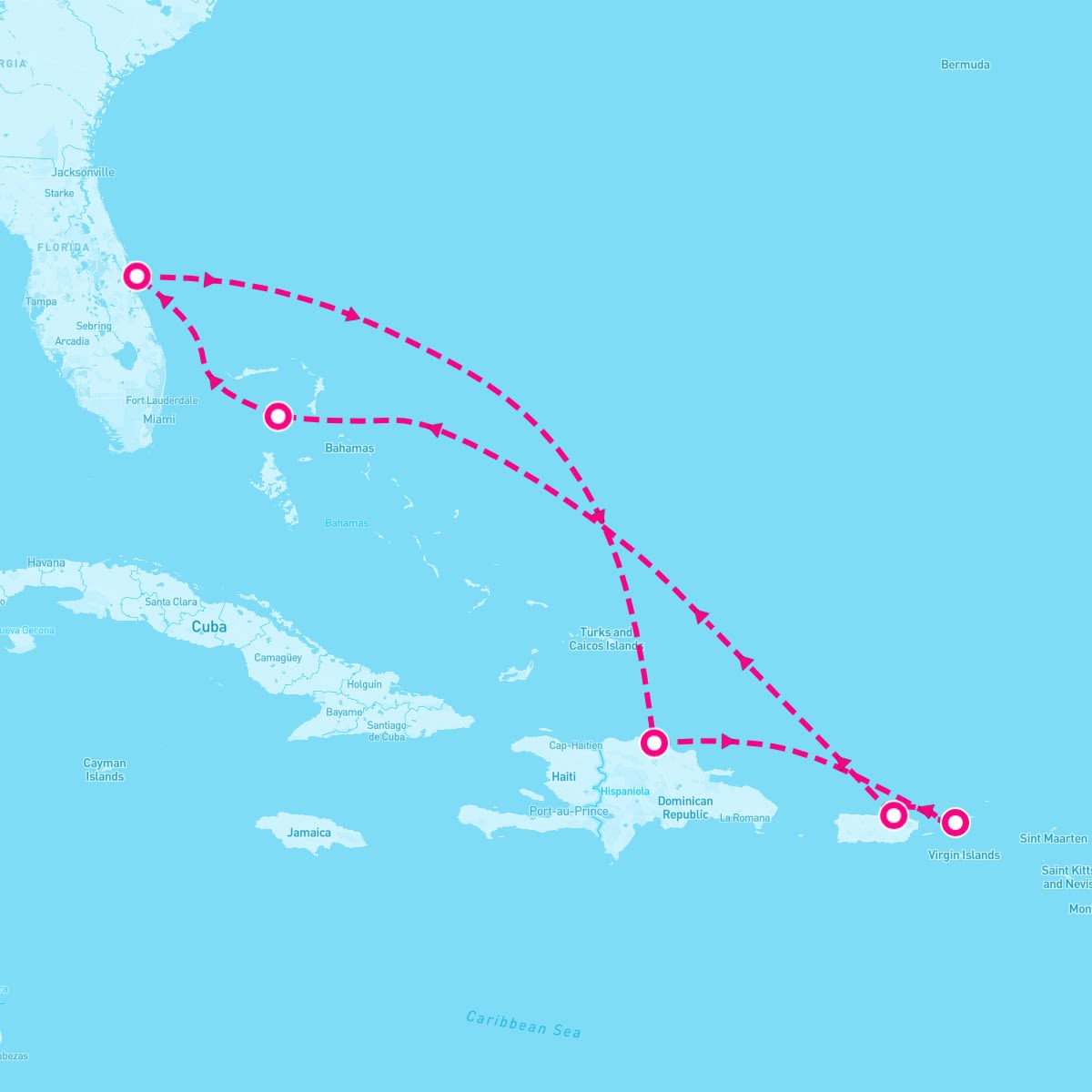 Norwegian Joy itinerary map for February 27, 2026 (7 nights)