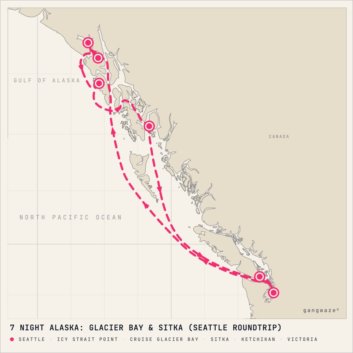 Norwegian Joy itinerary map for July 28, 2028 (7 nights)