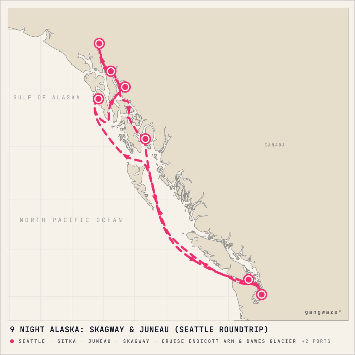 Norwegian Joy itinerary map for September 6, 2028 (9 nights)