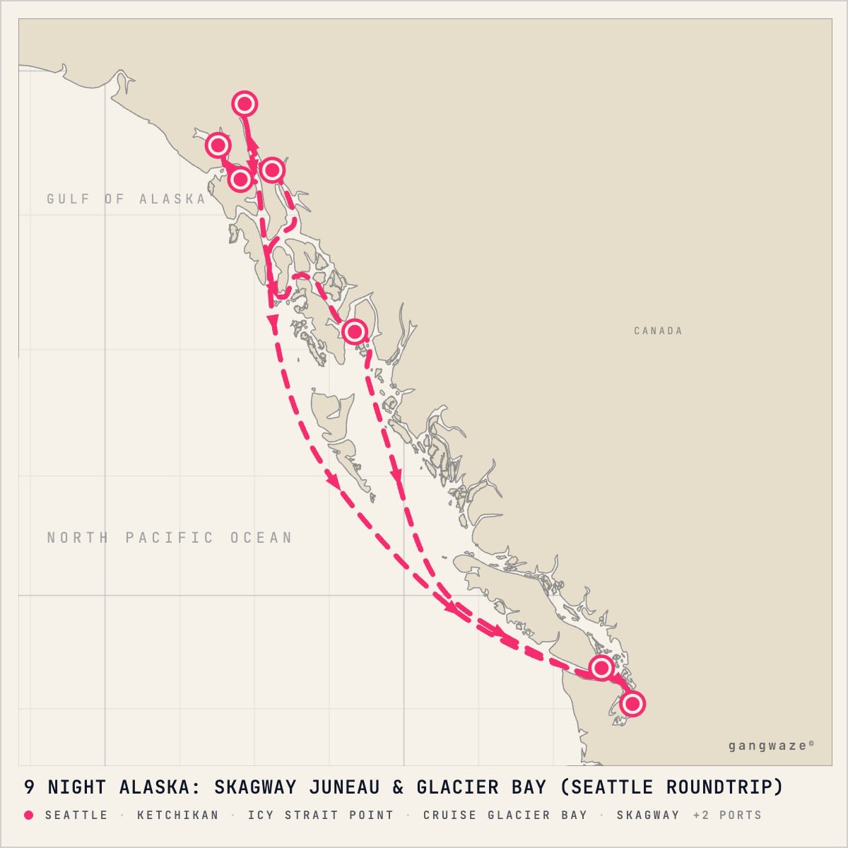 Norwegian Joy itinerary map for September 25, 2028 (9 nights)