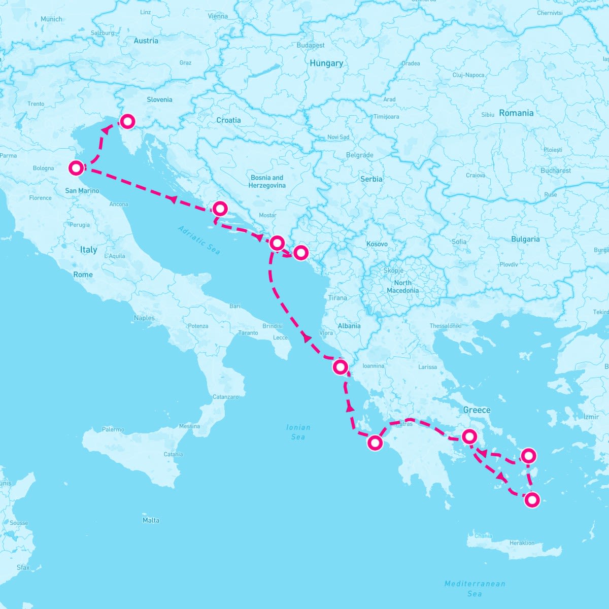 Norwegian Pearl itinerary map for October 23, 2024 (9 nights)