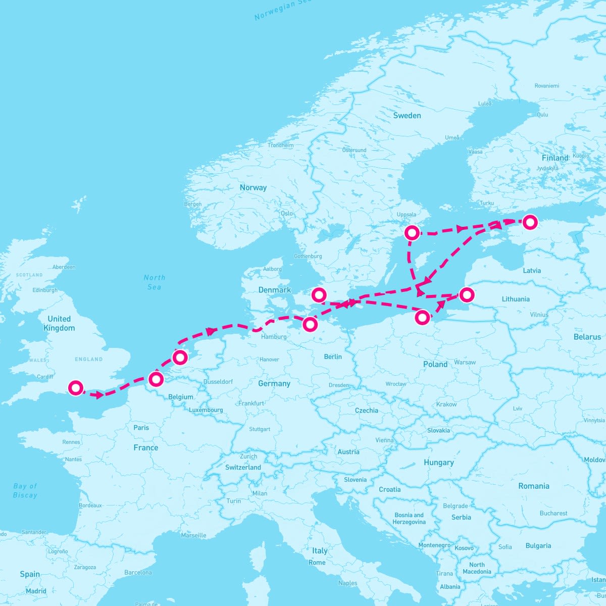 Norwegian Prima itinerary map for September 28, 2025 (11 nights)
