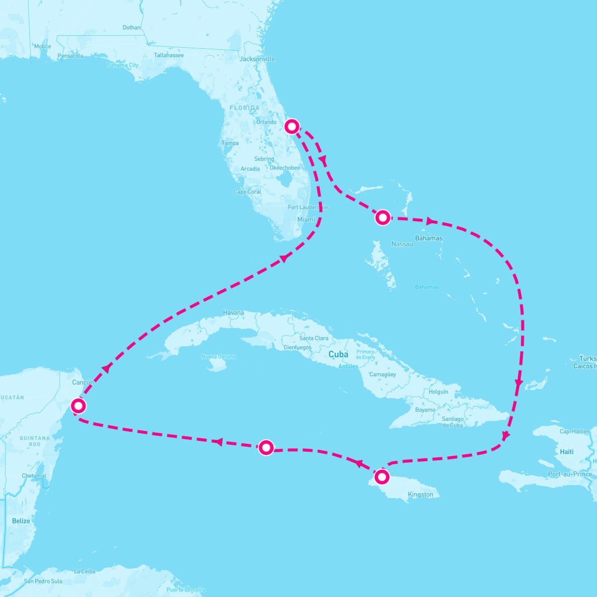 Norwegian Prima itinerary map for November 23, 2025
